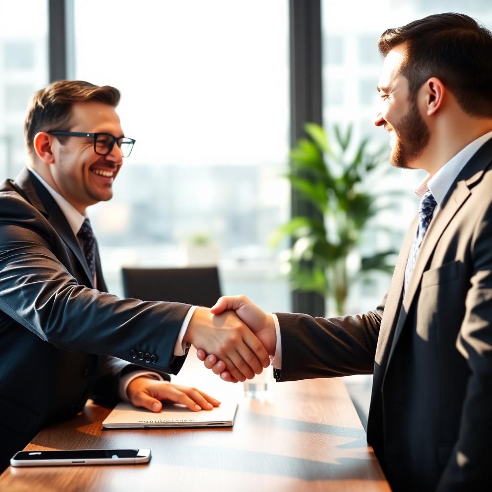 Business partnership handshake